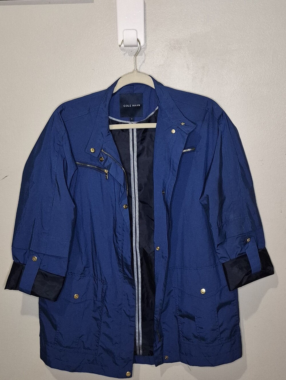Cole Haan Women's Blue Lightweight Anorak Jacket